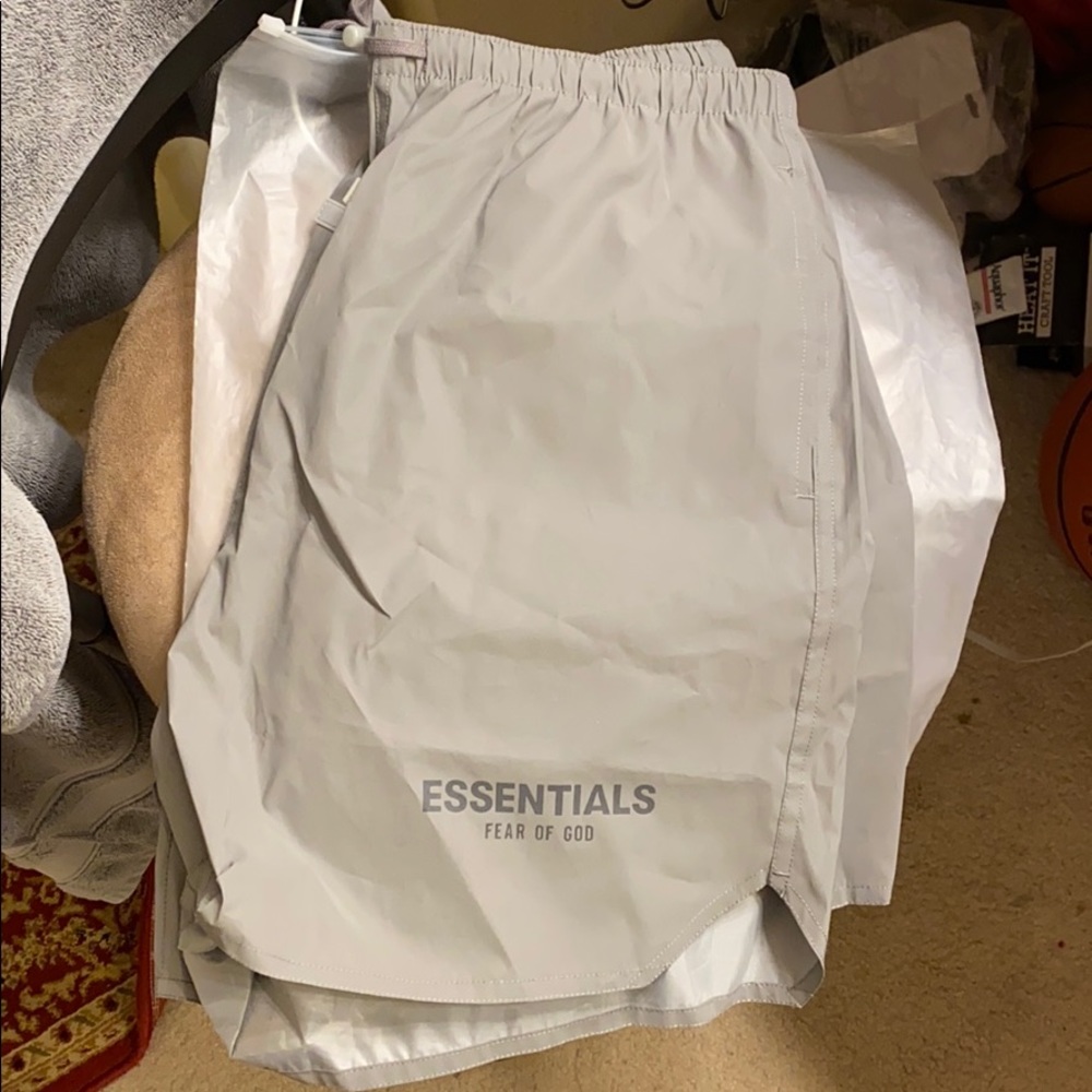 Brand new grey nylon essentials shorts sz M